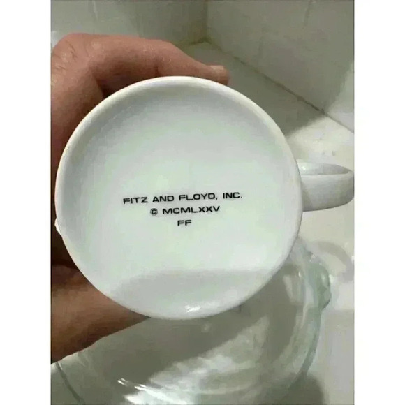 Fitz and Floyd Coffee Mug, Pretty Tea Cup, preppy plaid - Picture 8 of 8